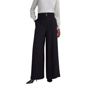 NWT Club Monaco Black High Rise Pants Pockets Size 12 Soft Wide Leg